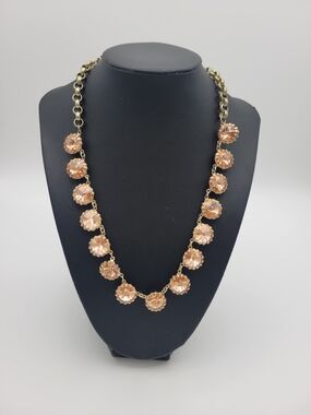 J.Crew Crystal Venus Flytrap Necklace Peach and Pink Gold tone